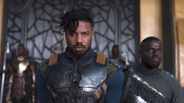 Michael B Jordan in Black Panther, the first superhero film to get nominated for Best Picture Oscar.