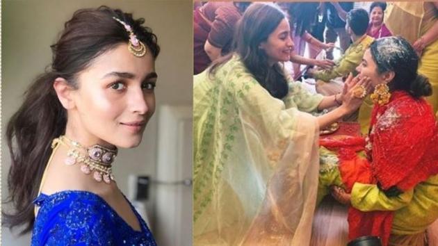 Alia Bhatt at her friend’s wedding and haldi ceremony.