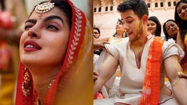 See Priyanka Chopra's 75-Foot Veil as She Walks Down the Aisle to Marry Nick  Jonas