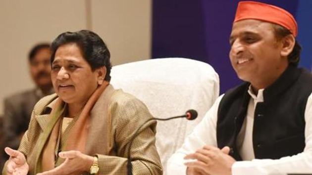 Bahujan Samaj Party (BSP) chief Mayawati and Samajwadi Party president Akhilesh Yadav during a joint press conference, in Lucknow (Subhankar Chakraborty/HT PHOTO) Bahujan Samaj Party (BSP) chief Mayawati and Samajwadi Party president Akhilesh Yadav during a joint press conference, in Lucknow (Subhankar Chakraborty/HT PHOTO)