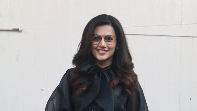 Taapsee Pannu during the promotion of their upcoming film Badla in Mumbai on Feb 22, 2019.(IANS)