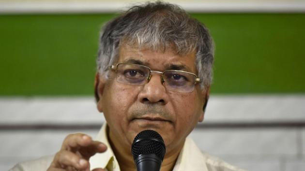 Dalit leader Prakash Ambedkar on Saturday launched an attack on the Congress, but stressed that he is still open for an alliance with it to defeat the BJP-Shiv Sena bloc. (Photo by Anshuman Poyrekar/Hindustan Times) (Anshuman Poyrekar/HT Photo) Dalit leader Prakash Ambedkar on Saturday launched an attack on the Congress, but stressed that he is still open for an alliance with it to defeat the BJP-Shiv Sena bloc. (Photo by Anshuman Poyrekar/Hindustan Times) (Anshuman Poyrekar/HT Photo)