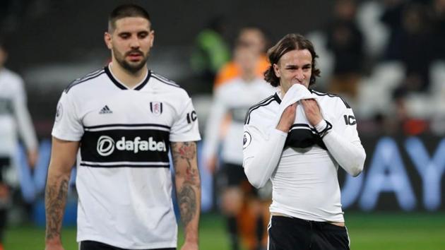 Fulham's Aleksandar Mitrovic and Lazar Markovic look dejected at the end of the match against West Ham.(Reuters) Fulham's Aleksandar Mitrovic and Lazar Markovic look dejected at the end of the match against West Ham.(Reuters)