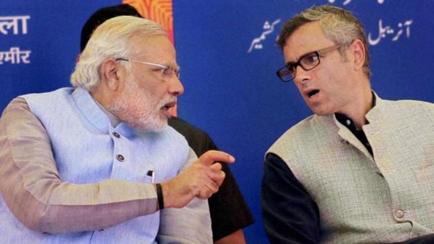 Prime Minister Narendra Modi with NC president vice-president Omar Abdullah. (PTI file photo) Prime Minister Narendra Modi with NC president vice-president Omar Abdullah. (PTI file photo)