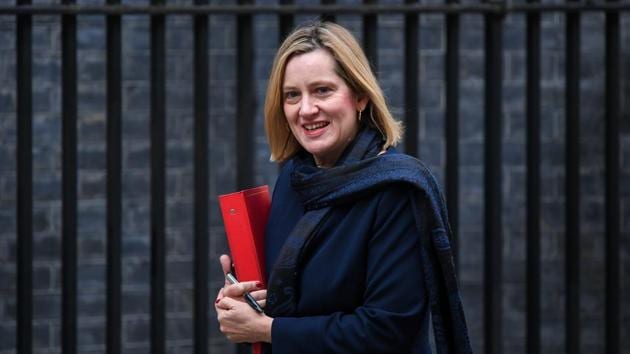 Amber Rudd, U.K. work and pensions secretary, arrives for a weekly meeting of Cabinet minister at number 10 Downing Street in London.(Bloomberg)