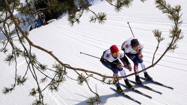 British skiers test their skis prior the qualification round for the men 10km (classic) Cross-Country event of the FIS Nordic World Ski Championships in Seefeld, Austria. (Joe Klamar / AFP)