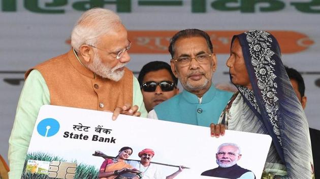 Prime Minister Narendra Modi during the launch of the PM-KISAN scheme, at Gorakhpur, Uttar Pradesh, on Sunday. (PTI) Prime Minister Narendra Modi during the launch of the PM-KISAN scheme, at Gorakhpur, Uttar Pradesh, on Sunday. (PTI)