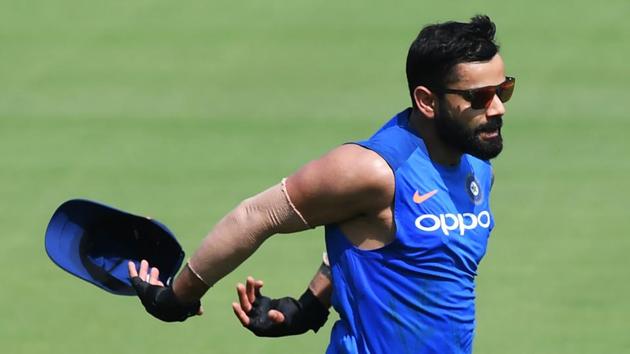Indian cricket team's captain Virat Kohli takes part in a training session at the Dr. Y.S. Rajasekhara Reddy ACA–VDCA Cricket Stadium in Visakhapatnam. (AFP) Indian cricket team's captain Virat Kohli takes part in a training session at the Dr. Y.S. Rajasekhara Reddy ACA–VDCA Cricket Stadium in Visakhapatnam. (AFP)