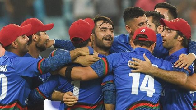 Afghanistan players celebrate.(Twitter)