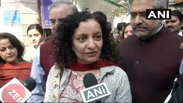 Journalist Priya Ramani after she was granted bail in a defamation filed by former Union minister M J Akbar whom she accused of sexual misconduct.(ANI)