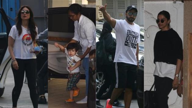 Kareena Kapoor and son Taimur, Ranveer Singh and Deepika Padukone spotted in Mumbai on Monday.(Varinder Chawla)