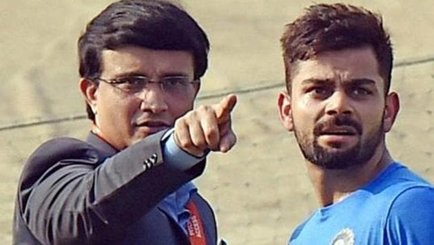 File image of Sourav Ganguly (left) with Virat Kohli.(PTI)