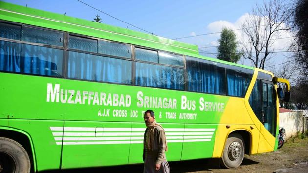 After remaining suspended for a week following the Pulwama terror attack, the weekly cross-LoC bus service — Carvan-e-Aman (procession of peace) — resumed operations in Jammu and Kashmir’s Poonch district on Monday.(AFP)