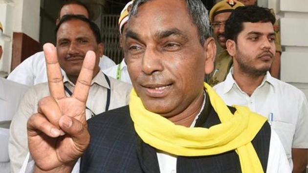 UP cabinet minister OP Rajbhar called himself ‘a descendent of Lord Hanuman’ at a rally in Varanasi on Sunday, Feb 24, 2019. (PTI File Photo) UP cabinet minister OP Rajbhar called himself ‘a descendent of Lord Hanuman’ at a rally in Varanasi on Sunday, Feb 24, 2019. (PTI File Photo)