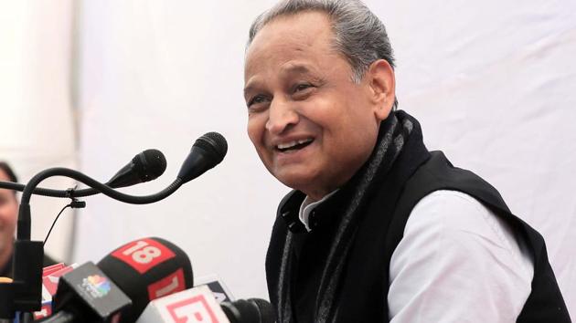 Rajasthan chief minister Ashok Gehlot interacts with media persons at a press conference at his residence, in Jaipur on Sunday 24 February 2019. (Himanshu Vyas / HT Photo) Rajasthan chief minister Ashok Gehlot interacts with media persons at a press conference at his residence, in Jaipur on Sunday 24 February 2019. (Himanshu Vyas / HT Photo)