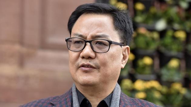 New Delhi, India - December 27, 2018: Minister of State for Home Affairs Kiren Rijiju during the winter session in Parliament, in New Delhi, India, on Thursday, December 27, 2018. (Photo by Sonu Mehta / Hindustan Times)(Sonu Mehta/HT PHOTO) New Delhi, India - December 27, 2018: Minister of State for Home Affairs Kiren Rijiju during the winter session in Parliament, in New Delhi, India, on Thursday, December 27, 2018. (Photo by Sonu Mehta / Hindustan Times)(Sonu Mehta/HT PHOTO)