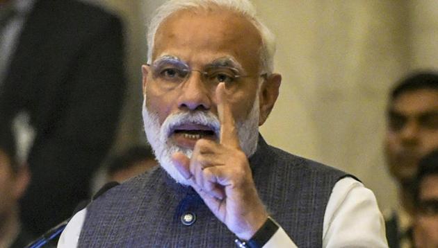 New Delhi: Prime Minister Narendra Modi addresses the Gandhi Peace Prize awards ceremony at Rashtrapati Bhawan in New Delhi, Tuesday, Feb 26, 2019. (PTI Photo/Vijay Verma) (PTI2_26_2019_000042B)(PTI)