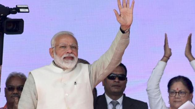 Prime Minister Narendra Modi during at a public meeting, at Tonk, in Rajasthan, India, on Saturday, February 23, 2019. (HT Photo) Prime Minister Narendra Modi during at a public meeting, at Tonk, in Rajasthan, India, on Saturday, February 23, 2019. (HT Photo)