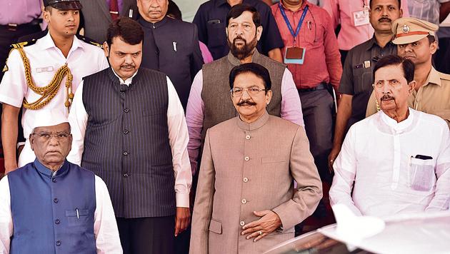 Maharashtra governor Vidyasagar Rao and CM Devendra Fadnavis on the first day of the budget session at Vidhan Bhavan on Monday. (Anshuman Poyrekar/HT Photo) Maharashtra governor Vidyasagar Rao and CM Devendra Fadnavis on the first day of the budget session at Vidhan Bhavan on Monday. (Anshuman Poyrekar/HT Photo)
