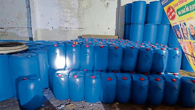 Over 25,000 litres of distilled alcohol was seized from the man’s godown in Badalpur, Greater Noida.