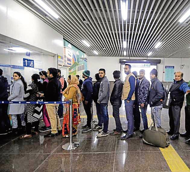 The Aqua Line of the Noida Metro was opened to public on January 25, and has recorded an average ridership of 10,458 passengers daily in its first month of operations, the NMRC data stated. (Sunil Ghosh/HT Photo) The Aqua Line of the Noida Metro was opened to public on January 25, and has recorded an average ridership of 10,458 passengers daily in its first month of operations, the NMRC data stated. (Sunil Ghosh/HT Photo)