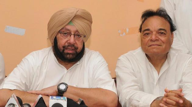 Seen in this file photo with Capt Amarinder Singh, Santokh Sinhg Chaudhary (right) is the Congress MP from Jalandhar Lok Sabha constituency.(HT File)