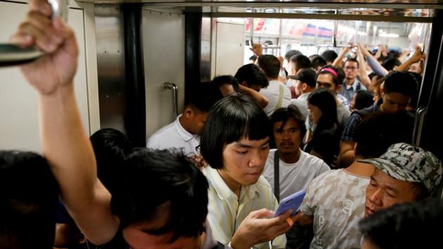 Oliver Emocling, 23, works for a magazine and rides the train, but queues are so long that he arrives late often, risking docked wages. Emocling said usually the issue with his commute is not road traffic, but the crowds of commuters. “Sometimes I wonder if I’m just being whiny. Maybe I’m not really struggling in my commute. But I also wonder if I’ve just gotten used to the struggle,” he said. (Eloisa Lopez / REUTERS)