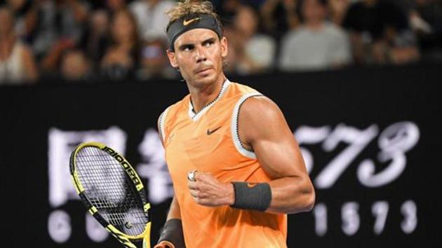 File image of Rafael Nadal celebrating after winning a point during a game.(AFP)