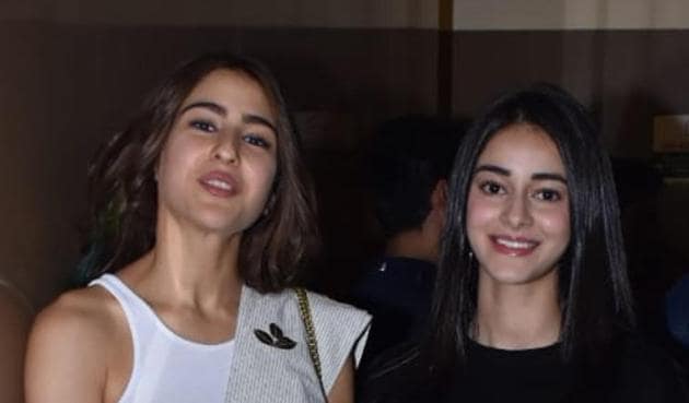 Sara Ali Khan and Ananya Panday at the screening of Sonchiriya in Mumbai.(Varinder Chawla)