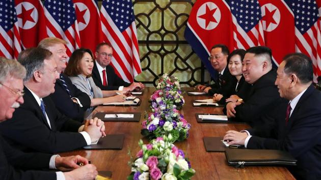 Addressing the press after the expanded bilateral meeting Trump reiterated his view that North Korea had a bright future and the one-on-one was a “very big success”. Responding to a question fielded by a journalist later asking if America could have an office in Pyongyang, Kim replied that such a prospect was “welcome-able” before the briefing was cut short. (Leah Millis / REUTERS)