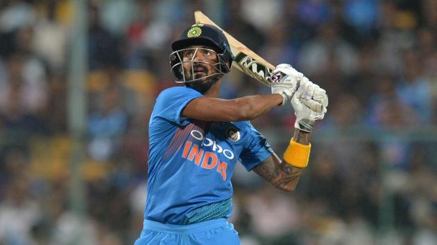 KL Rahul in action in the India vs Australia T20I series.(AFP)