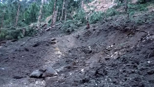 Image released by Pakistan’s Inter Services Public Relations (ISPR) on February 26, 2019, shows claimed damage caused in hilly terrain after IAF dropped their payload in Balakot area. Indian planes briefly violated Pakistani airspace, the Pakistan military had said on February 26, claiming it had repelled the incursion 12 days after a militant attack targeting a CRPF convoy sent tensions. (PAK ISPR / Handout / AFP)