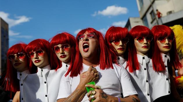 A reveller takes part in an annual block party known as “Academicos do Baixa Augusta” (Academics of Baixa Augusta neighbourhood), during carnival festivities in Sao Paulo, Brazil. (Nacho Doce / REUTERS) A reveller takes part in an annual block party known as “Academicos do Baixa Augusta” (Academics of Baixa Augusta neighbourhood), during carnival festivities in Sao Paulo, Brazil. (Nacho Doce / REUTERS)