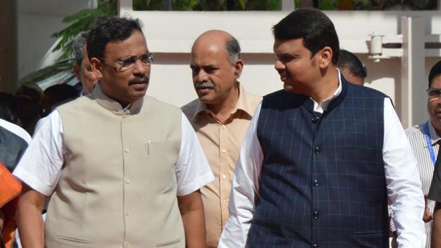 Maharashtra education minister Vinod Tawde and Maharashtra chief minister Devendra Fadnavis during the last day of the budget session in Mumbai on Thursday. (ANSHUMAN POYREKAR/HT PHOTO) Maharashtra education minister Vinod Tawde and Maharashtra chief minister Devendra Fadnavis during the last day of the budget session in Mumbai on Thursday. (ANSHUMAN POYREKAR/HT PHOTO)