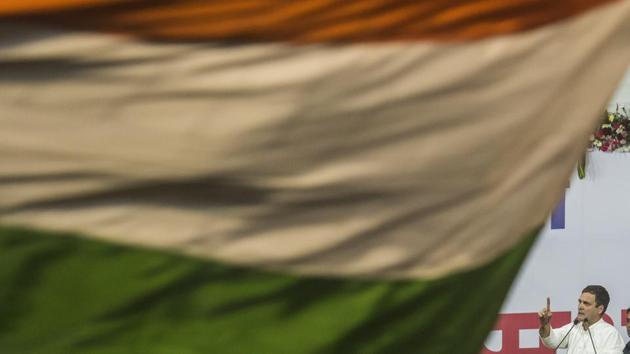 Congress party president Rahul Gandhi during Congress rally at MMRDA Ground, BKC in Mumbai, Maharashtra. (Pratik Chorge / HT Photo) 