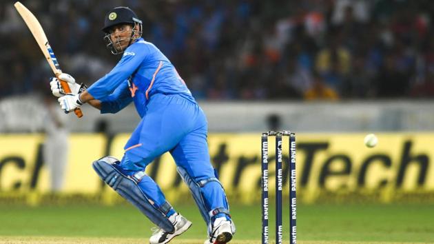 Mahendra Singh Dhoni plays a shot . (AFP)