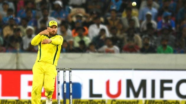 Australia captain Aaron Finch fields the ball. (AFP)
