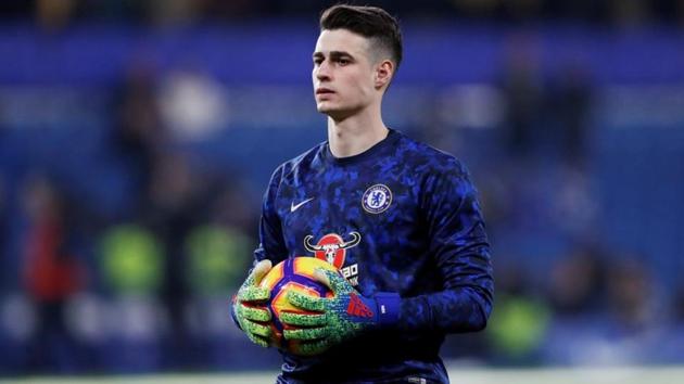 Chelsea's Kepa Arrizabalaga during the warm up before the match.(Action Images via Reuters)