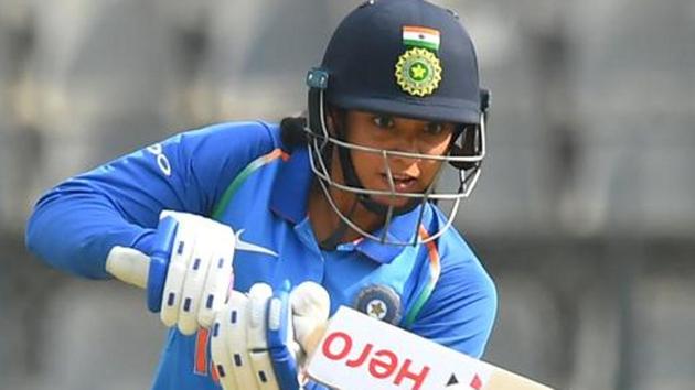 Smriti Mandhana plays a shot during the third match of the women's one-day international (ODI).(AFP)
