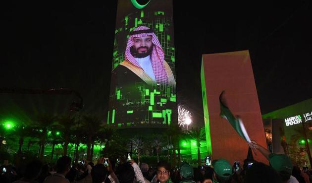 A projection of Crown Prince Mohammed bin Salman sits during national day in Riyadh. (AFP File Photo) A projection of Crown Prince Mohammed bin Salman sits during national day in Riyadh. (AFP File Photo)