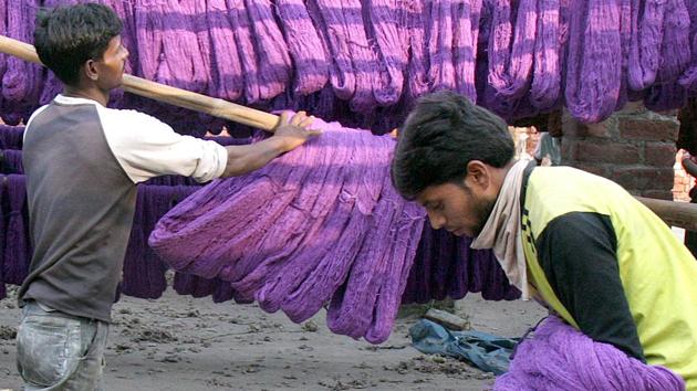 Six textile dyeing units sealed in Noida for violating pollution norms PHOTO: Sunil Saxena/HT(HT Photo)