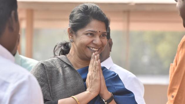 DMK’s face in the national capital and late Dravidian patriarch Karunanidhi’s daughter Kanimozhi has jumped into the fray for the Lok Sabha elections, seeking to contest from the southern port town of Thoothukudi. (Sonu Mehta/HT PHOTO) DMK’s face in the national capital and late Dravidian patriarch Karunanidhi’s daughter Kanimozhi has jumped into the fray for the Lok Sabha elections, seeking to contest from the southern port town of Thoothukudi. (Sonu Mehta/HT PHOTO)