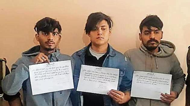 The arrested suspects were identified as Shubham Rawat, Kaushal Gupta and Sumit Singh Bisht. (Sourced) The arrested suspects were identified as Shubham Rawat, Kaushal Gupta and Sumit Singh Bisht. (Sourced)