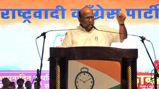 NCP chief Sharad Pawar announced he will contest the Lok Sabha elections the Madha constituency in Solapur district in Maharashtra which he represented from 2009 to 2014. (HT File) NCP chief Sharad Pawar announced he will contest the Lok Sabha elections the Madha constituency in Solapur district in Maharashtra which he represented from 2009 to 2014. (HT File)