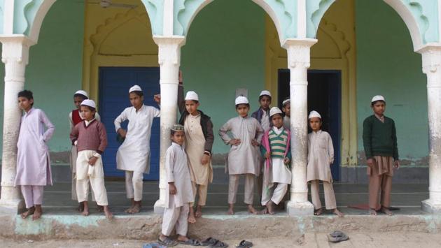 As part of modernization in May 2018, the state government led chief minister Yogi Adityanath introduced National Council of Educational Research and Training (NCERT) textbooks of science, mathematics and social science in madarsas.(HT File Photo) As part of modernization in May 2018, the state government led chief minister Yogi Adityanath introduced National Council of Educational Research and Training (NCERT) textbooks of science, mathematics and social science in madarsas.(HT File Photo)