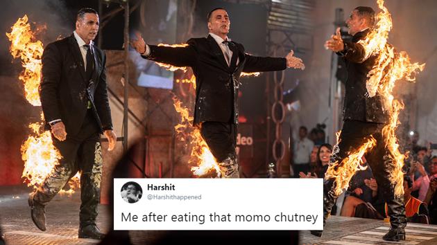 Akshay Kumar’s fire stunt has Twitter lit with hilarious jokes, memes