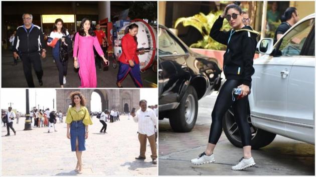 The Kapoor family, Sanya Malhotra and Kareena Kapoor were spotted in Mumbai.(Varinder Chawla)