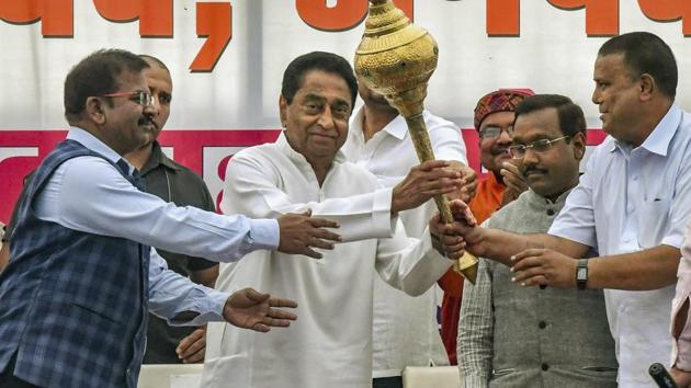 Madhya Pradesh chief minister Kamal Nath on Wednesday announced he will implement the provision of 10% reservation for the economically weaker section among the general category.(PTI)