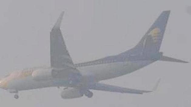 A plane lands at the Patna airport(HT)