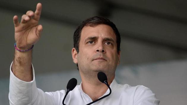 Congress president Rahul Gandhi addressing a public rally at Kangra in Himachal Pradesh on Thursday.(Photo: Twitter/@INCIndia)